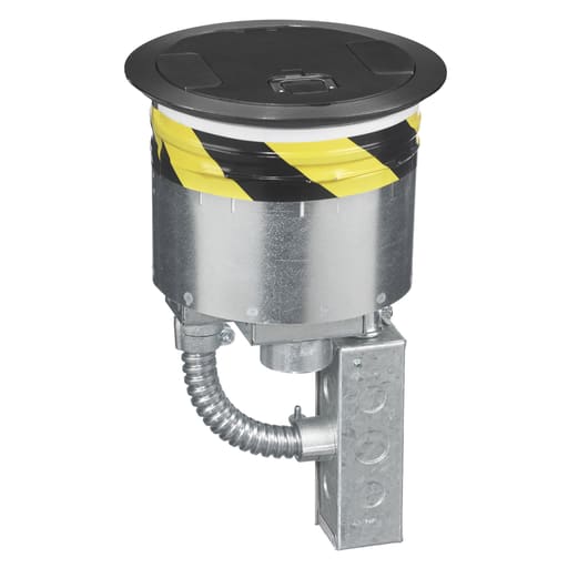 Hubbell Wiring Device - Hubbell S1R8PTZZ3BLK Recessed Fire-Rated Poke-Through, 8"dia Core Hole, 2" EMT to Center Chamber, (4) 20A Receptacles - Black