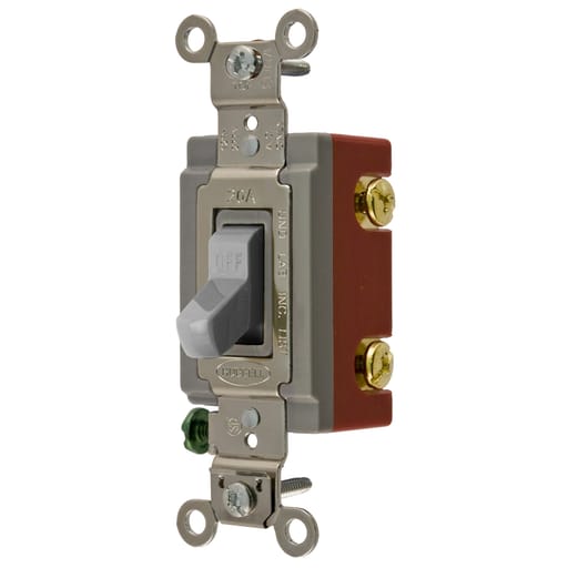Hubbell Wiring Device - Hubbell HBL1221GY 20 Amp 120/277 VAC 1-Pole Gray Toggle Switch