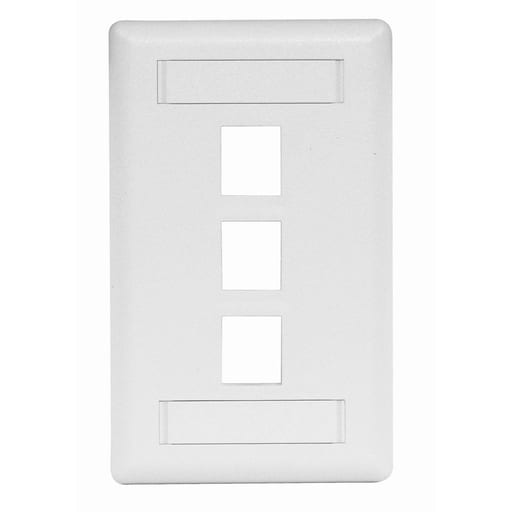 Hubbell Wiring Device - Hubbell Wiring Devices IFP13W 1-Gang White 3-Port Data Communication Face Plate