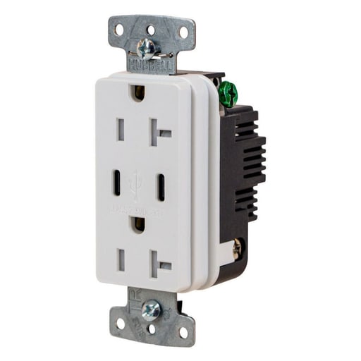 Hubbell Wiring Device - HWDK USB20CW RCPT DUP 20A125V 3.1A5