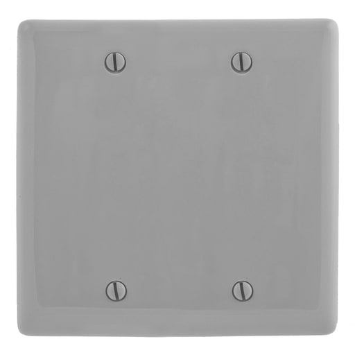 Hubbell Wiring Device - Hubbell NP23GY 2-Gang Gray Nylon Box Mount 2-Blank Wall Plate