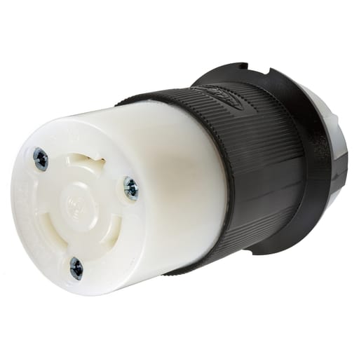 Hubbell Wiring Device - Hubbell HBL2643 30 Amp 480 Volt 2-Pole 3-Wire NEMA L8-30R Black and White Locking Connector Body