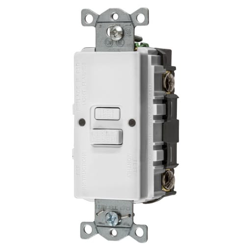 Hubbell Wiring Device - Hubbell GFBFST20W 20 Amp 125v GFCI Receptacle, Self-Test, 2-Pole 3-Wire, White