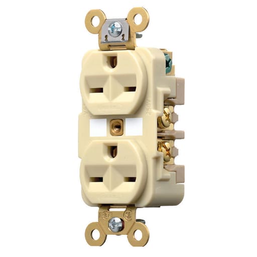 Hubbell Wiring Device - Hubbell HBL5662-I Ivory 15A 250V Duplex Receptacle. Extra Heavy Duty Spec Grade