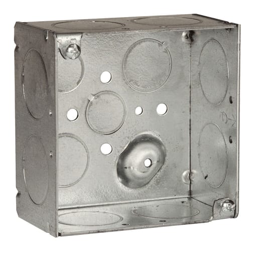 Raco Manufacturing - Raco 233 4" Square Box, 2-1/8" Deep, 1/2"-3/4"-1" Knockouts, Welded