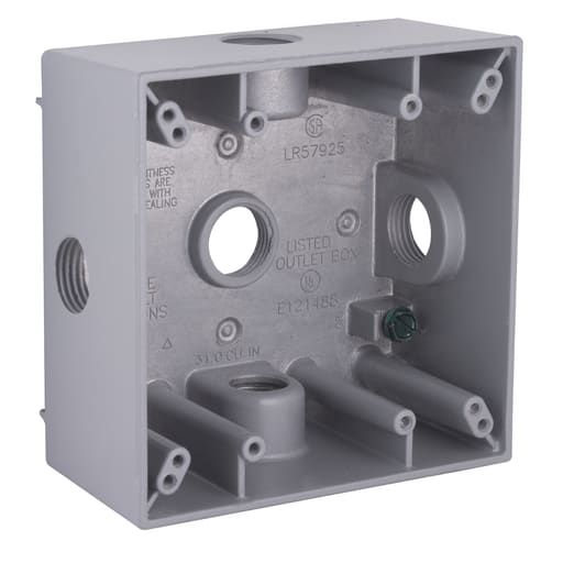 Raco Manufacturing - Raco 5334-0 Two Gang Weatherproof Box, (5) 1/2" Outlets