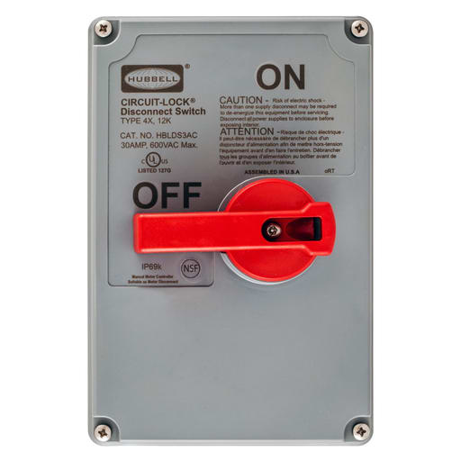 Hubbell Wiring Device - Hubbell HBLDS3RC 60 Amp Unfused Disconnect Switch Cover