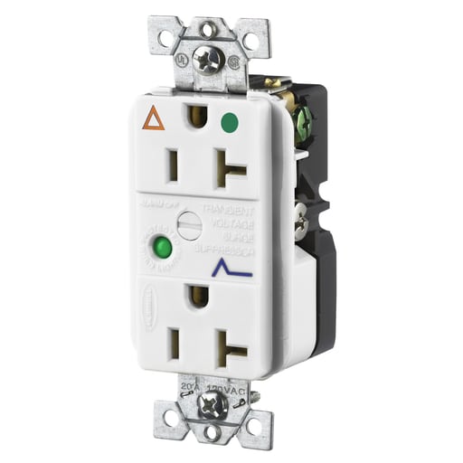 Hubbell Wiring Device - Hubbell IG8362WSADUP SPD Receptacle, IG, HG, 20A 125V, 5-20R, WH
