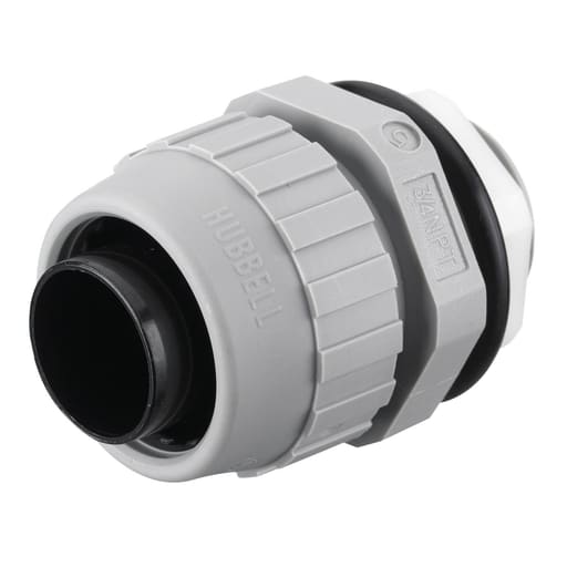 Hubbell Wiring Device - Hubbell P075NGYA 3/4 Inch Gray Straight Male Non-Metallic Liquidtight Connector