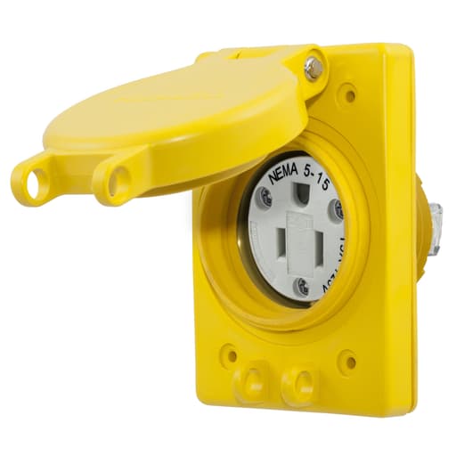 Hubbell Wiring Device - Hubbell HBL60W47 15 Amp 125 Volt 2-Pole 3-Wire NEMA 5-15 Yellow Straight Blade Receptacle