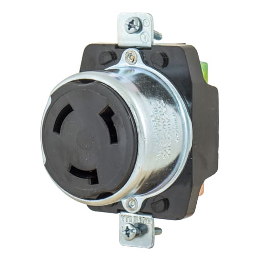 Hubbell Wiring Device - Hubbell HBL3769 50 Amp 600 VAC and 250 VDC 3-Pole 4-Wire Black Locking Receptacle
