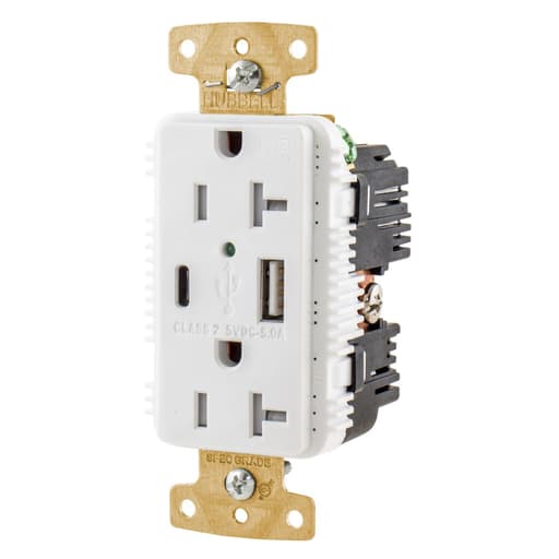 Hubbell Wiring Device - HWDK USB20AC5WWR DUP TRWR 20A 125V