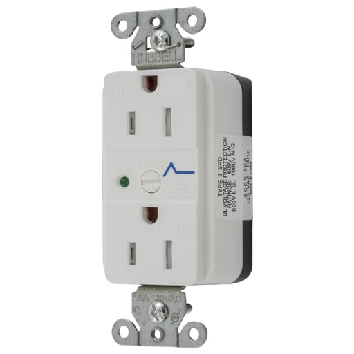 Hubbell Wiring Device - HCI SNAP5262WS SNAP SPD RCPT, 15A 1