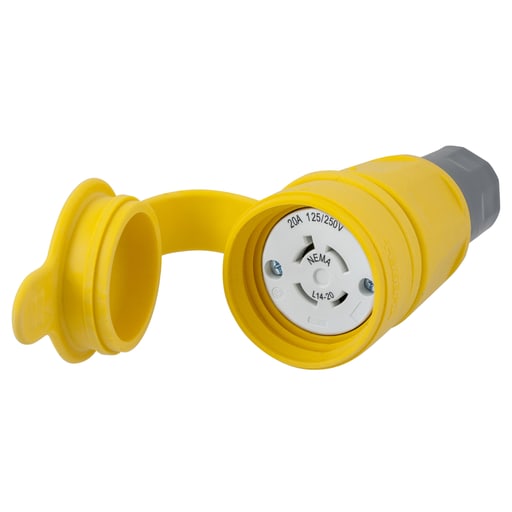 Hubbell Wiring Device - Hubbell HBL27W74 20 Amp 125/250 VAC 3-Pole 4-Wire NEMA L14-20R Yellow Locking Connector