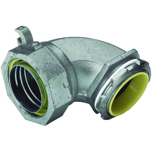 Killark - Hubbell Electrical Systems K10091-G 1 Inch Threaded Zinc Plated Steel Insulated 90 Degrees Grounded Liquidtight Connector