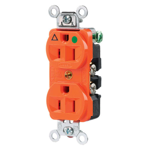 Hubbell Wiring Device - Hubbell IG8200DUP Receptacle, IG, HG, 15A 125V, 5-15R, OR