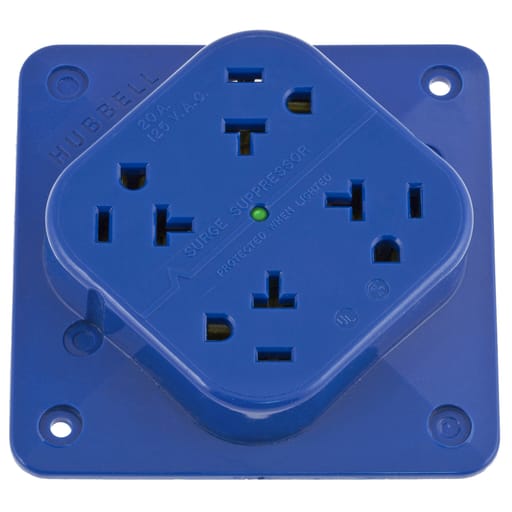 Hubbell Wiring Device - Hubbell HBL420S 20 Amp 125 Volt 2-Pole 3-Wire NEMA 5-20R Blue Surge Suppression Receptacle