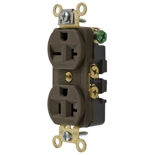 Hubbell Wiring Device - Hubbell HBL5492DUP Receptacle, 20A COMBO, 5&6-20R, BR