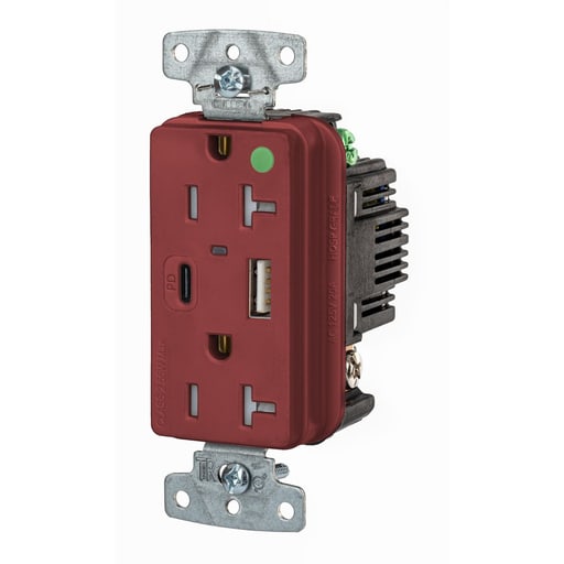 Hubbell Wiring Device - HWDK USB8300ACPDR RCPT HG DUP 20A 1