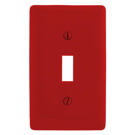 Hubbell Wiring Device - Hubbell NP1R 1-Gang Red Nylon Standard 1-Toggle Switch Wallplate