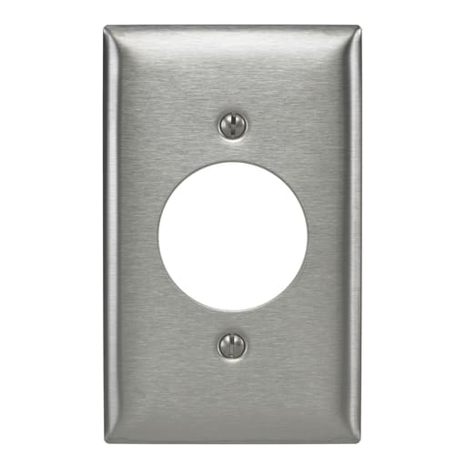Hubbell Wiring Device - Hubbell SS720 1-Gang Single Receptacle Wallplate, Stainless Steel 302/304, 1.60" Hole