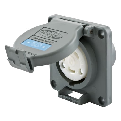 Hubbell Wiring Device - Hubbell HBL2620SW 30 Amp 250 Volt 2-Pole 3-Wire NEMA L6-30R Gray Watertight Locking Receptacle