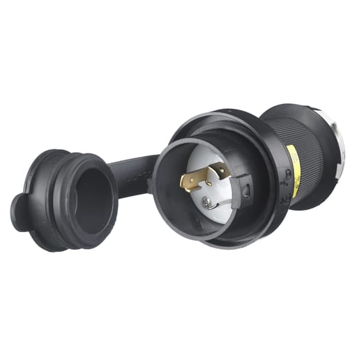 Hubbell Wiring Device - Hubbell HBL2311SW 20 Amp 125 Volt 2-Pole 3-Wire NEMA L5-20P Black Watertight Locking Plug