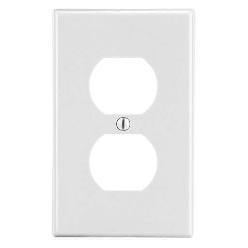Hubbell Wiring Device - Hubbell PJ8W 1-Gang Duplex Wallplate, Mid-Size, White