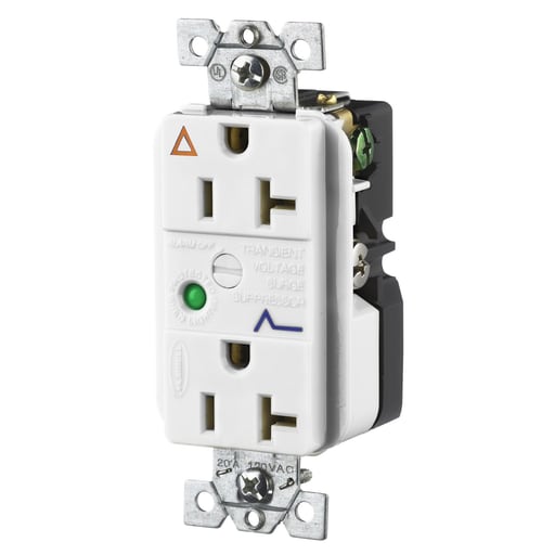 Hubbell Wiring Device - Hubbell IG5362WSADUP SPD Receptacle, IG, 20A 125V, 5-20R, WH