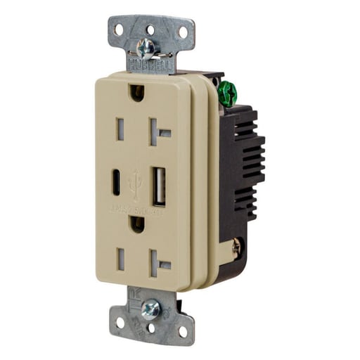 Hubbell Wiring Device - HWDK USB20ACI RCPT DUP 20A125V 3.1A