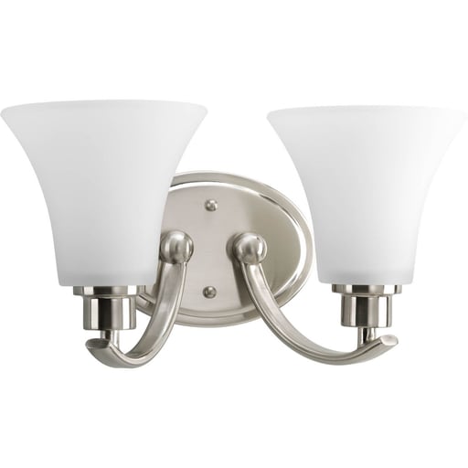 Progress Lighting - Progress P2001-09 Joy Collection Two-Light Brushed Nickel Etched Glass Traditional Bath Vanity Light
