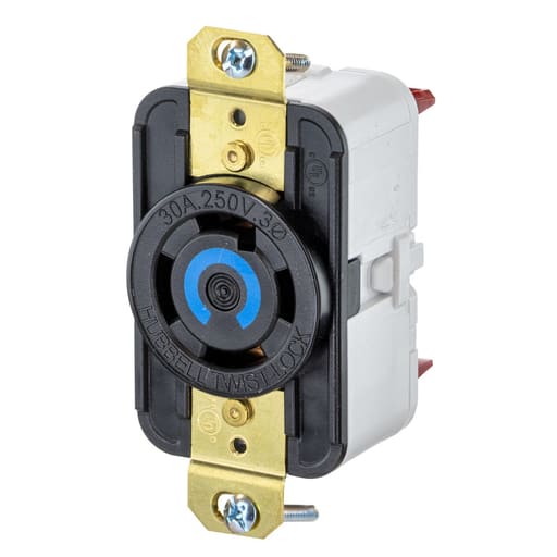 Hubbell Wiring Device - Hubbell HBL2720ST 30A, 3 Phase 250V AC, 3 Pole, Spring Termination Single Flush Receptacle