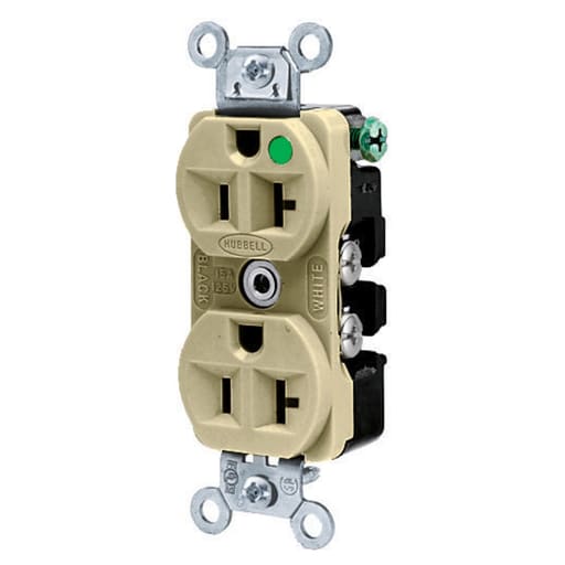 Hubbell Wiring Device - Hubbell HBL8300ILIDUP Receptacle, HG, 20A 125V, 5-20R, IL, IV