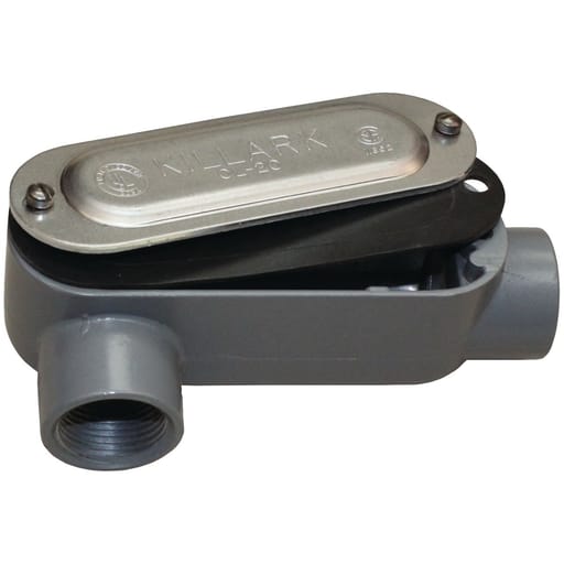Killark - Killark OLR-2CG O-Series/Duraloy 5 Series - Aluminum Conduit Body With Cover And Gasket- LR Type - Hub Size 3/4" - Volume 7.0 Cubic"es