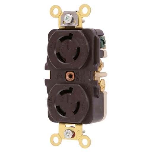 Hubbell Wiring Device - Hubbell HBL4550 15A 250V Twist-Lock Brown Duplex Receptacle