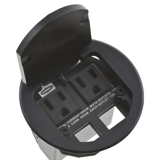 Hubbell Wiring Device - Hubbell TTBDS2BK TABLETOP BOX, DUAL SVC, 2 OUTLET, BK