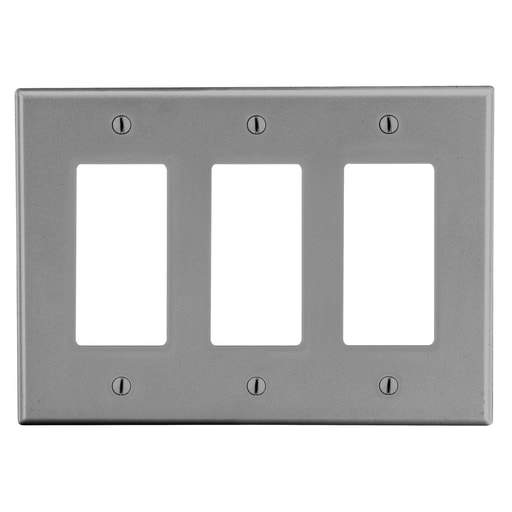 Hubbell Wiring Device - HWDK P263GY WALLPLATE, 3-G, 3) DEC,