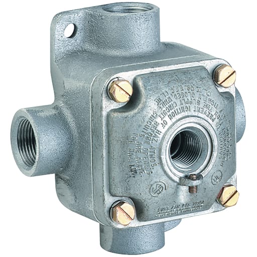 Killark - Killark JLX-21 JL Series - Aluminum Outlet Body With Cover - With Hub Cover - Box Type X - Box Hub Size 3/4" - Cover Hub Size 1/2"