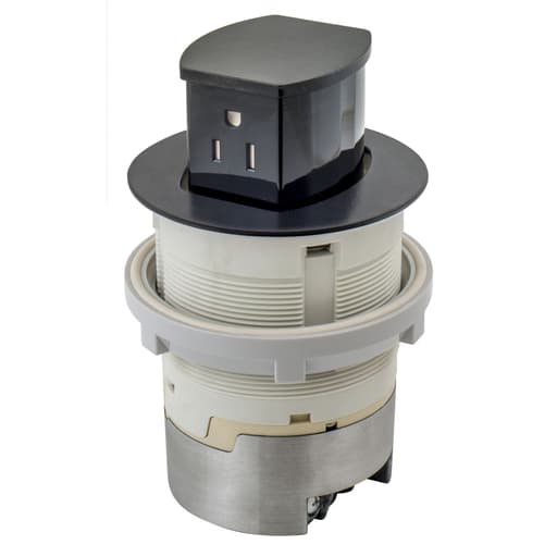 Hubbell Wiring Device - Hubbell RCT201BK15A KIT KTCN CNTR Receptacle FLUSH BLACK