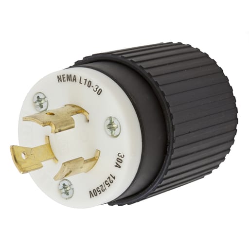 Hubbell Wiring Device - Hubbell HBL2661 Locking Plug, 30A 125/250V, L10-30P, B/W