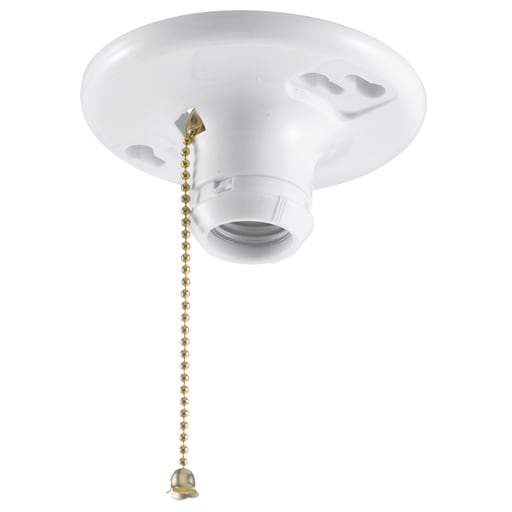 Hubbell Wiring Device - Hubbell Wiring Devices RL8512 600 W 250 Volt White Plastic 2 Terminal Screw Pull Chain Lampholder