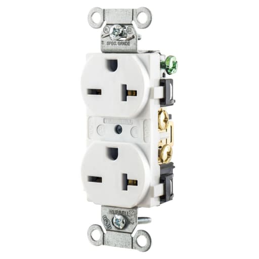 Hubbell Wiring Device - HWDK 5462WHI RCPT, DUP, COMM, 20A 2