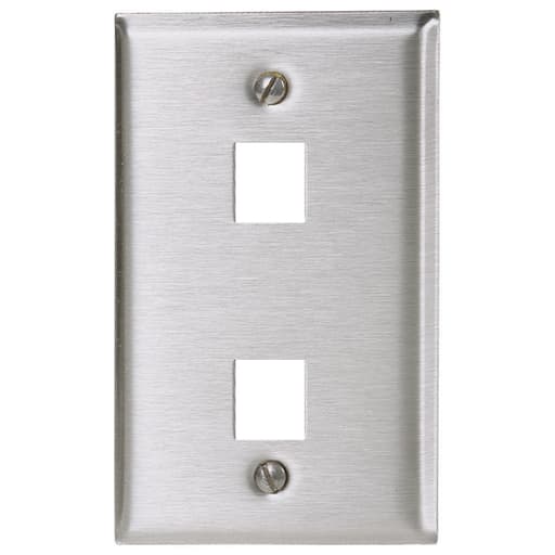 Hubbell Wiring Device - Hubbell Wiring Devices SSFL12 1-Gang 2-Port Stainless Steel Face Plate with Label Field