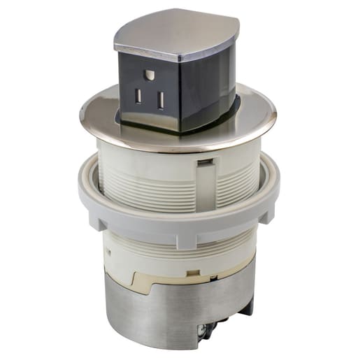 Hubbell Wiring Device - Hubbell RCT200NI Brushed Nickel Countertop Receptacle, Surface Mount