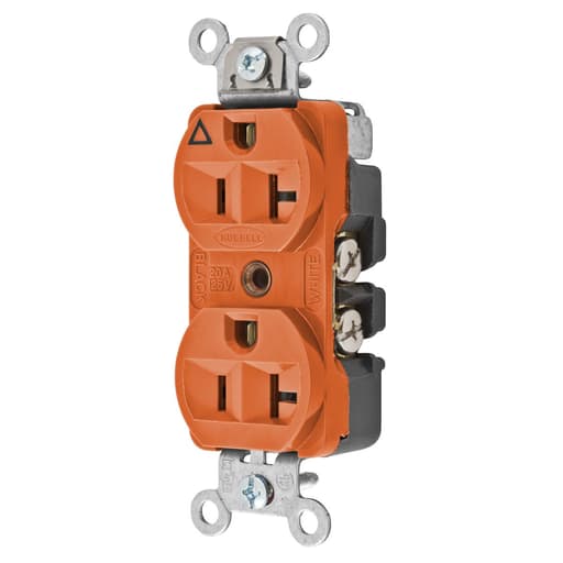 Hubbell Wiring Device - Hubbell CR5352-IG Orange Duplex Receptacle - Isolated Ground. Heavy Duty Industrial Series