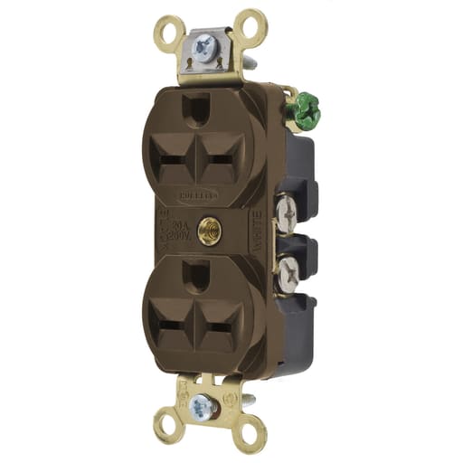 Hubbell Wiring Device - Hubbell Wiring Devices HBL5652 250 Volt 15 Amp Industrial Grade Duplex Receptacle