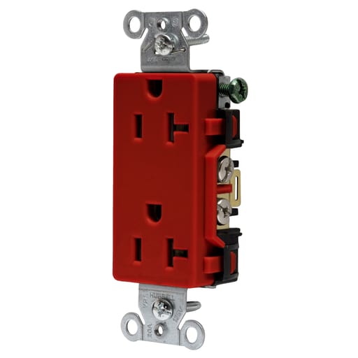 Hubbell Wiring Device - Hubbell DR20RDECO Receptacle, COMM GRD, 20A 125V, 5-20R, R