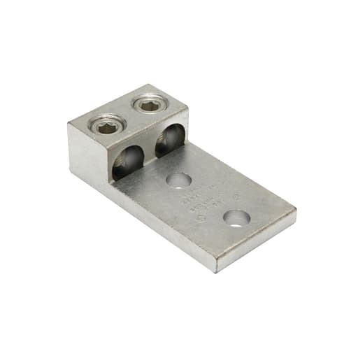 Burndy - Burndy K2A36U2N Aluminum Universal Terminal, 2 Conductor, 2 Hole, 2 AWG (Str)-600 kcmil, 1/2" Stud, 175" Stud Hole Spacing, 2 Screws, Al/Cu Rated, Tin Plated