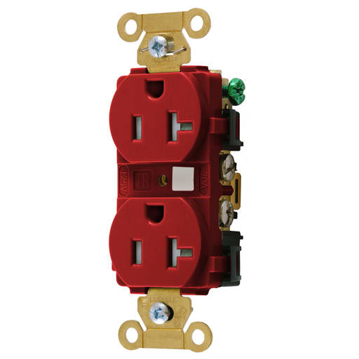 Hubbell Wiring Device - Hubbell HBL5362RTRDUP Receptacle, IND, TR, 20A/125V, 5-20R, RED
