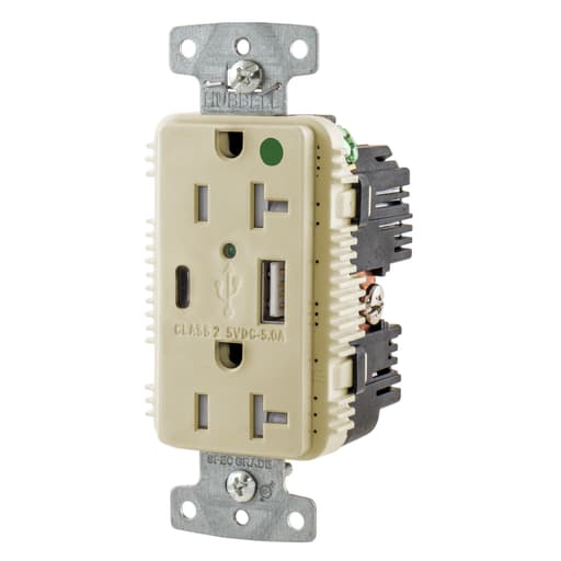Hubbell Wiring Device - HWDK USB8300AC5I RCPT HG DUP 20A 12